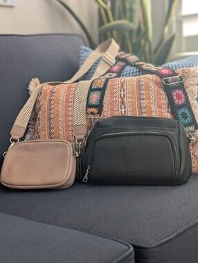 Befen Genuine Leather Purse Crossbody Bag Nude (2) Boho New